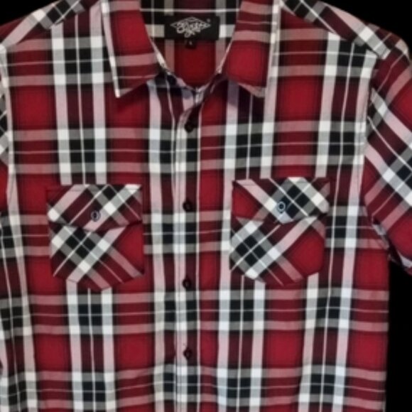 Red Plaid Men's  EIGHTY EIGHT Shirt - Picture 5 of 6